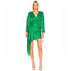 MICHELLE MASON Long Sleeve Silk Dress Emerald Green size 6